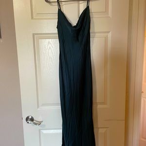 ZARA green slip dress with cowl neck